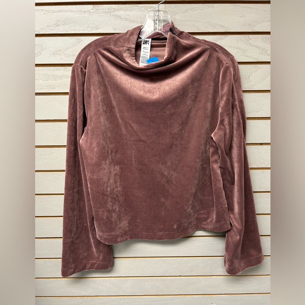 JoyLab Velvet-Look Long Sleeve Top in Mauve